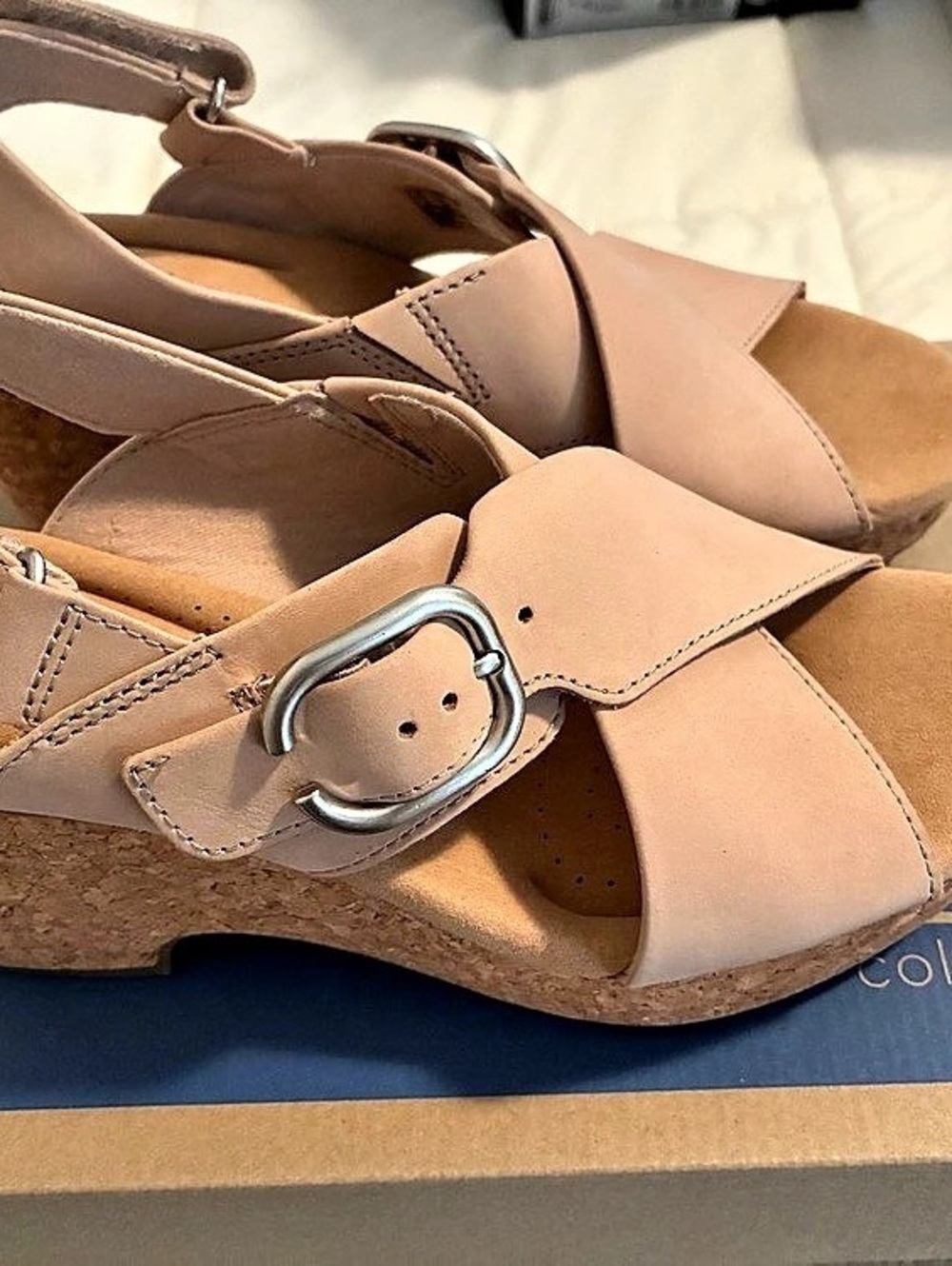 Clarks Giselle Belle Wedge Sandals Brown US 8 M Like New